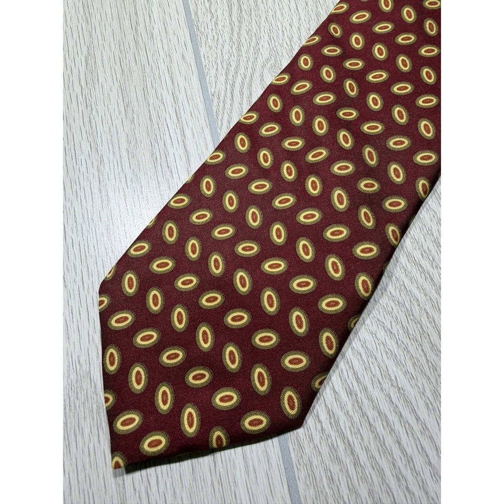 Brooks Brothers Tie Mens One Size Red 100% Silk Pointed Geometric Satin USA